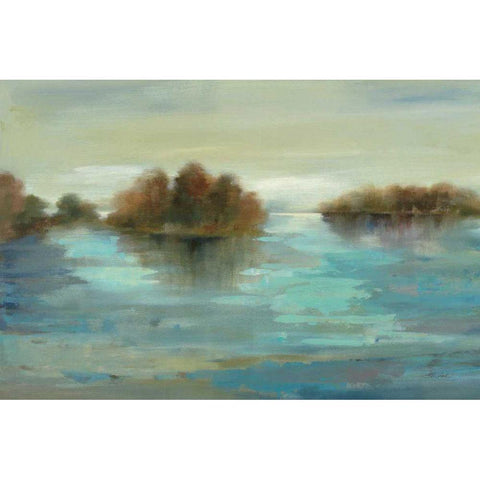 Serenity on the River Black Modern Wood Framed Art Print with Double Matting by Vassileva, Silvia