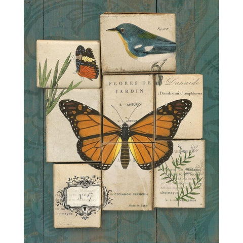 Birds and Butterflies II Gold Ornate Wood Framed Art Print with Double Matting by Schlabach, Sue