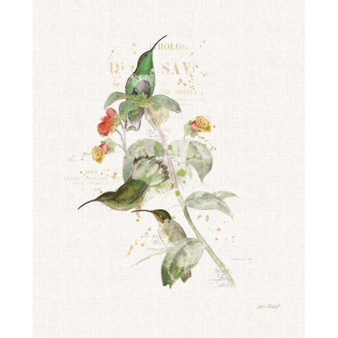 Colorful Hummingbirds III Gold Ornate Wood Framed Art Print with Double Matting by Pertiet, Katie