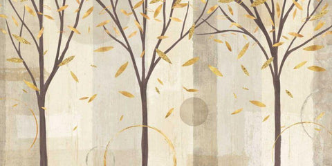 Watercolor Forest Gold I Black Ornate Wood Framed Art Print with Double Matting by Charron, Veronique