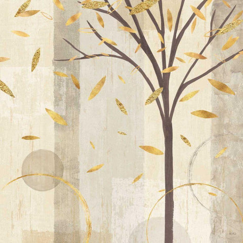 Watercolor Forest Gold III White Modern Wood Framed Art Print with Double Matting by Charron, Veronique