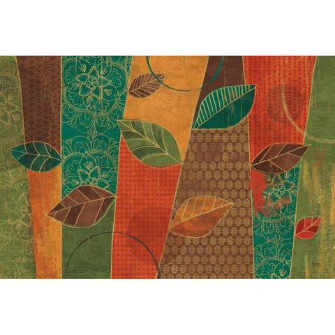 Bohemian Leaves I Gold Ornate Wood Framed Art Print with Double Matting by Charron, Veronique