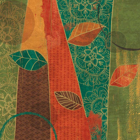Bohemian Leaves II White Modern Wood Framed Art Print with Double Matting by Charron, Veronique