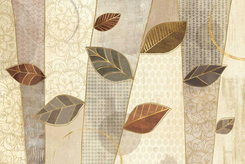 Bohemian Leaves I Neutral White Modern Wood Framed Art Print with Double Matting by Charron, Veronique