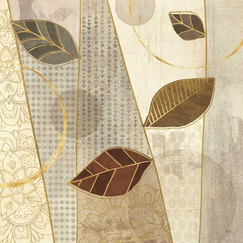 Bohemian Leaves III Neutral Black Modern Wood Framed Art Print by Charron, Veronique