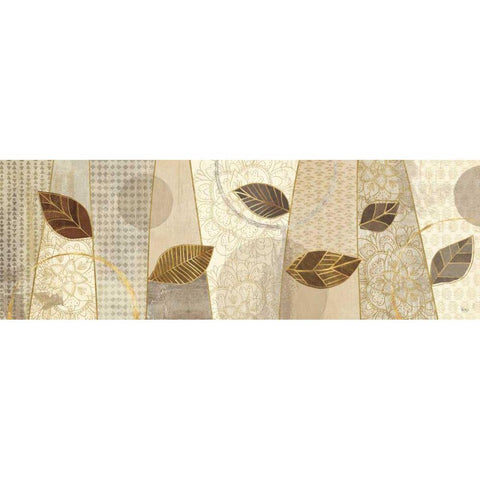 Bohemian Leaves V Neutral Gold Ornate Wood Framed Art Print with Double Matting by Charron, Veronique