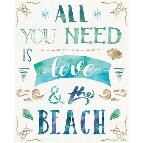 Love and the Beach I Black Modern Wood Framed Art Print by Aiken, Jess
