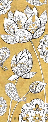 Color my World Lotus II Gold Black Ornate Wood Framed Art Print with Double Matting by Brissonnet, Daphne