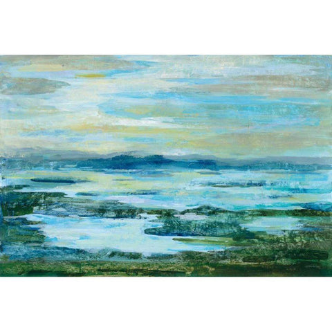 Northern Lake Green Black Modern Wood Framed Art Print with Double Matting by Vassileva, Silvia