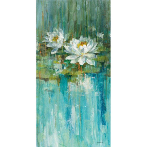 Water Lily Pond v2 II Black Modern Wood Framed Art Print with Double Matting by Nai, Danhui