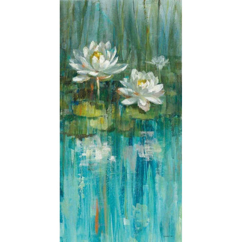 Water Lily Pond v2 III White Modern Wood Framed Art Print by Nai, Danhui