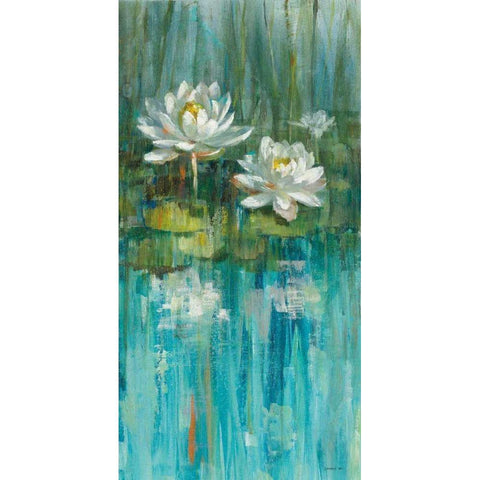Water Lily Pond v2 III Gold Ornate Wood Framed Art Print with Double Matting by Nai, Danhui