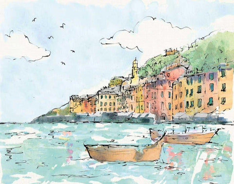 Portofino I White Modern Wood Framed Art Print with Double Matting by Tavoletti, Anne