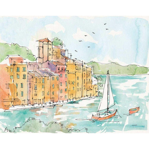 Portofino II Black Modern Wood Framed Art Print with Double Matting by Tavoletti, Anne