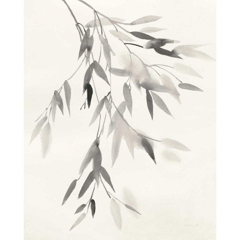 Bamboo Leaves IV White Modern Wood Framed Art Print by Nai, Danhui