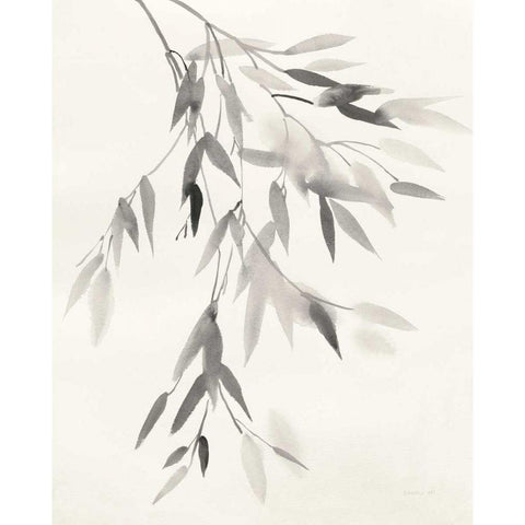 Bamboo Leaves IV Black Modern Wood Framed Art Print with Double Matting by Nai, Danhui