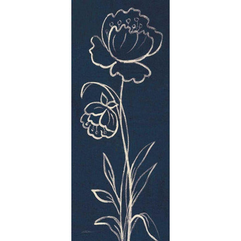 Indigo Floral II Black Modern Wood Framed Art Print with Double Matting by Vassileva, Silvia