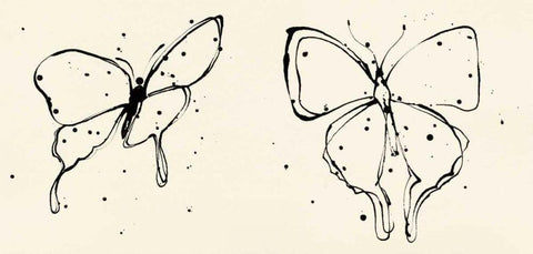 Butterfly Element I Black Ornate Wood Framed Art Print with Double Matting by Novak, Shirley