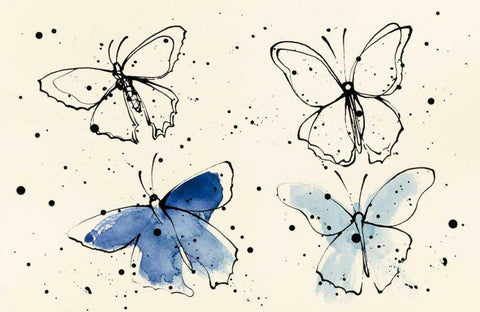 Butterfly Element VI White Modern Wood Framed Art Print with Double Matting by Novak, Shirley