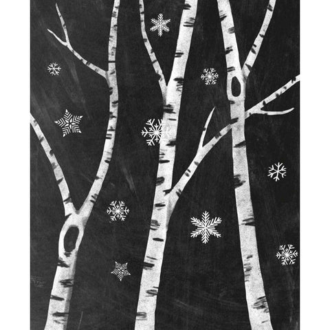 Snowy Birches III Black Modern Wood Framed Art Print with Double Matting by Urban, Mary