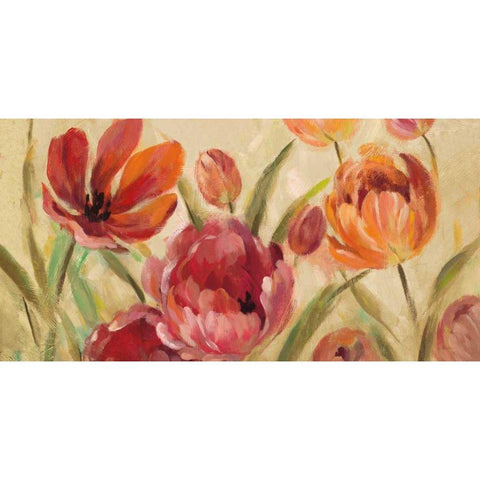 Expressive Tulips Neutral v2 White Modern Wood Framed Art Print by Vassileva, Silvia