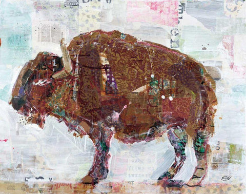 El Buffalo Brown Crop White Modern Wood Framed Art Print with Double Matting by Day, Kellie