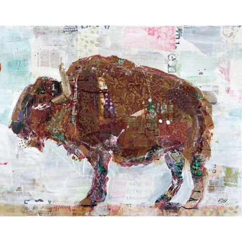 El Buffalo Brown Crop White Modern Wood Framed Art Print by Day, Kellie