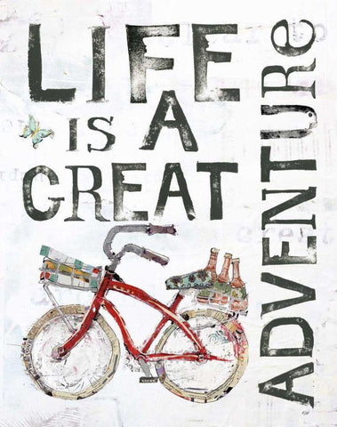 Life is a Great Adventure White Modern Wood Framed Art Print with Double Matting by Day, Kellie