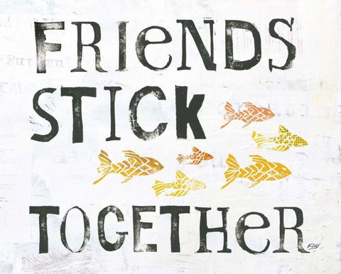 Friends Stick Together Black Ornate Wood Framed Art Print with Double Matting by Day, Kellie