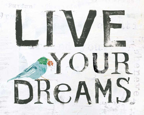 Live Your Dreams Black Ornate Wood Framed Art Print with Double Matting by Day, Kellie