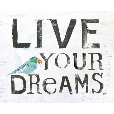 Live Your Dreams Black Modern Wood Framed Art Print with Double Matting by Day, Kellie