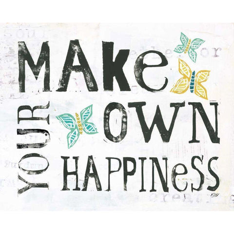 Make Your Own Happiness Gold Ornate Wood Framed Art Print with Double Matting by Day, Kellie