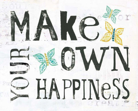 Make Your Own Happiness Black Ornate Wood Framed Art Print with Double Matting by Day, Kellie