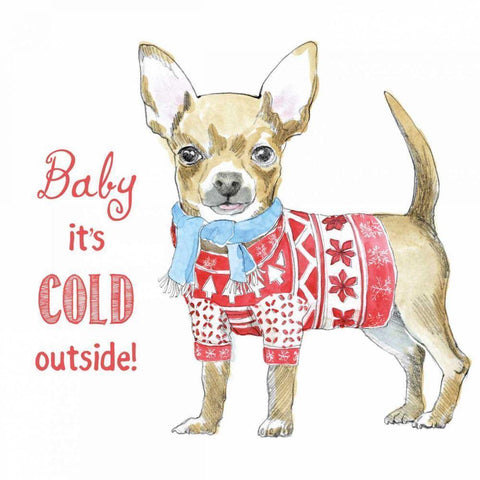 Glamour Pups Christmas I White Modern Wood Framed Art Print by Grove, Beth