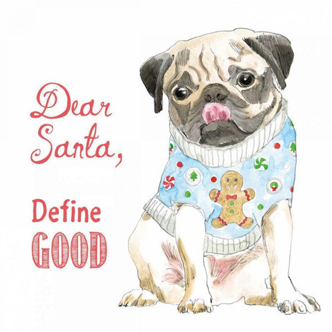Glamour Pups Christmas IV White Modern Wood Framed Art Print with Double Matting by Grove, Beth