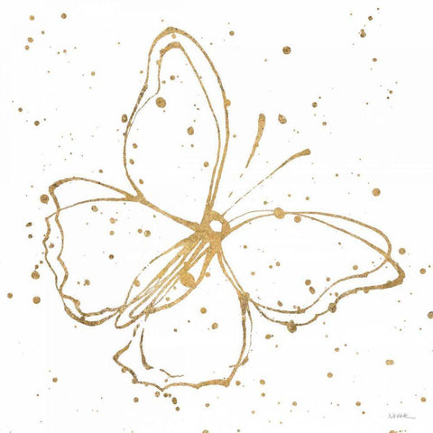 Golden Wings I White Modern Wood Framed Art Print with Double Matting by Novak, Shirley