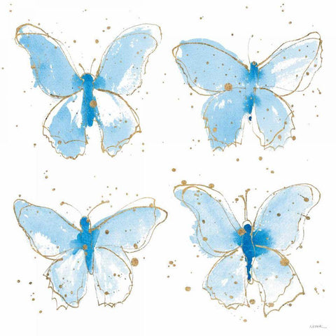 Gilded Butterflies Gold Ornate Wood Framed Art Print with Double Matting by Novak, Shirley