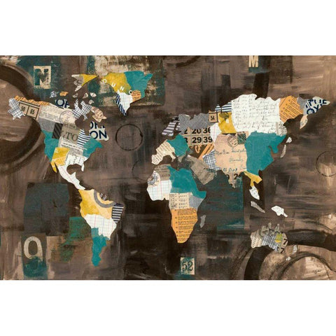 Golden World on Brown Black Modern Wood Framed Art Print with Double Matting by Prahl, Courtney