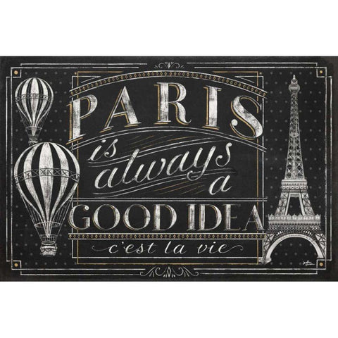 Vive Paris I Black Modern Wood Framed Art Print with Double Matting by Penner, Janelle