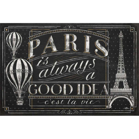 Vive Paris I Gold Ornate Wood Framed Art Print with Double Matting by Penner, Janelle