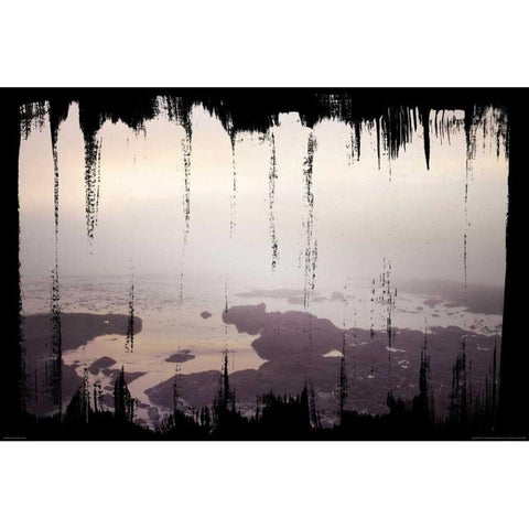 Painted Seaside I on Black Black Modern Wood Framed Art Print by Marshall, Laura