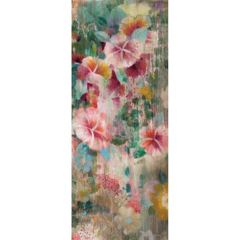 Flower Shower III Black Modern Wood Framed Art Print with Double Matting by Nai, Danhui