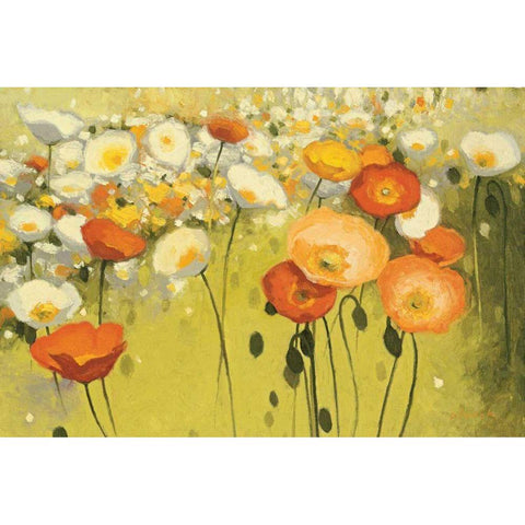 Spring Confetti Black Modern Wood Framed Art Print with Double Matting by Novak, Shirley