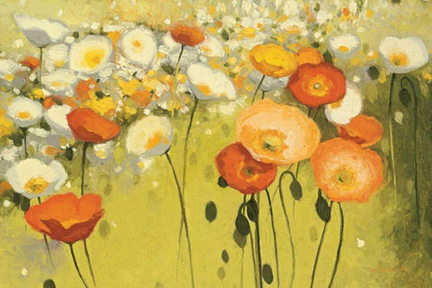 Spring Confetti White Modern Wood Framed Art Print with Double Matting by Novak, Shirley