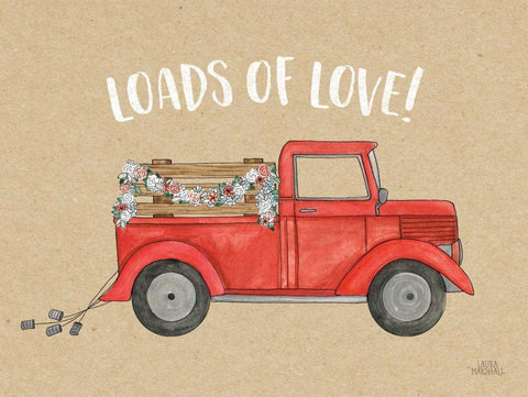 Loads of Love I Black Ornate Wood Framed Art Print with Double Matting by Marshall, Laura