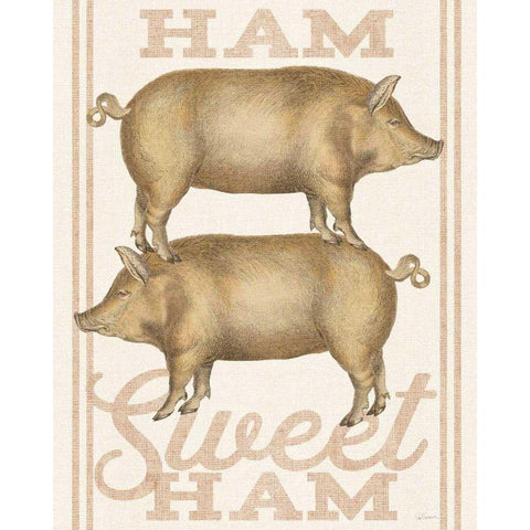 Ham Sweet Ham White Modern Wood Framed Art Print by Schlabach, Sue