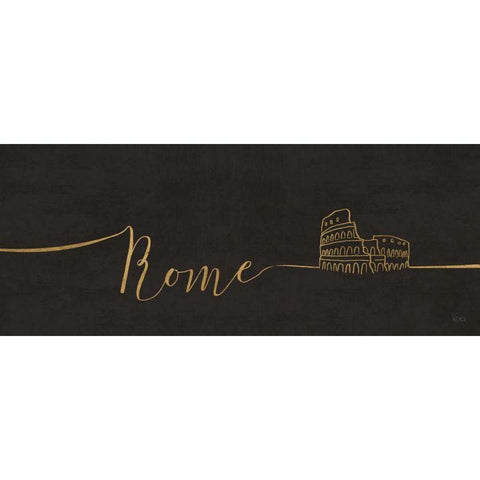 Underlined Cities IV Black Gold Ornate Wood Framed Art Print with Double Matting by Charron, Veronique