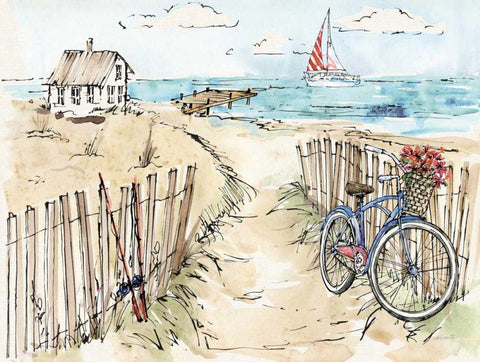 Coastal Catch V White Modern Wood Framed Art Print with Double Matting by Tavoletti, Anne