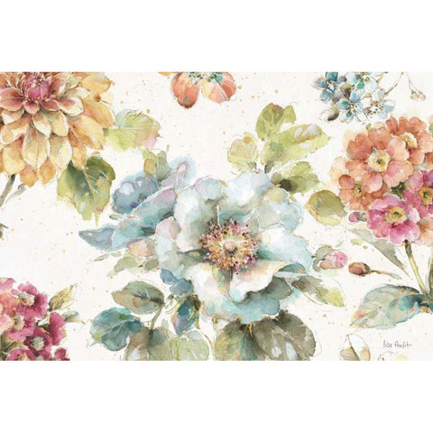 Country Bloom I Gold Ornate Wood Framed Art Print with Double Matting by Audit, Lisa