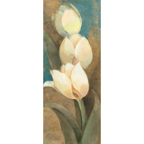 Tulip Trio Panel Black Modern Wood Framed Art Print by Hristova, Albena